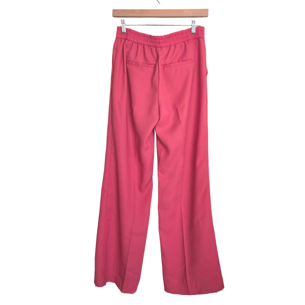 WHBM | The Wide Leg Watermelon Pink Center Press Trousers Pockets Long Tall - Picture 3 of 10